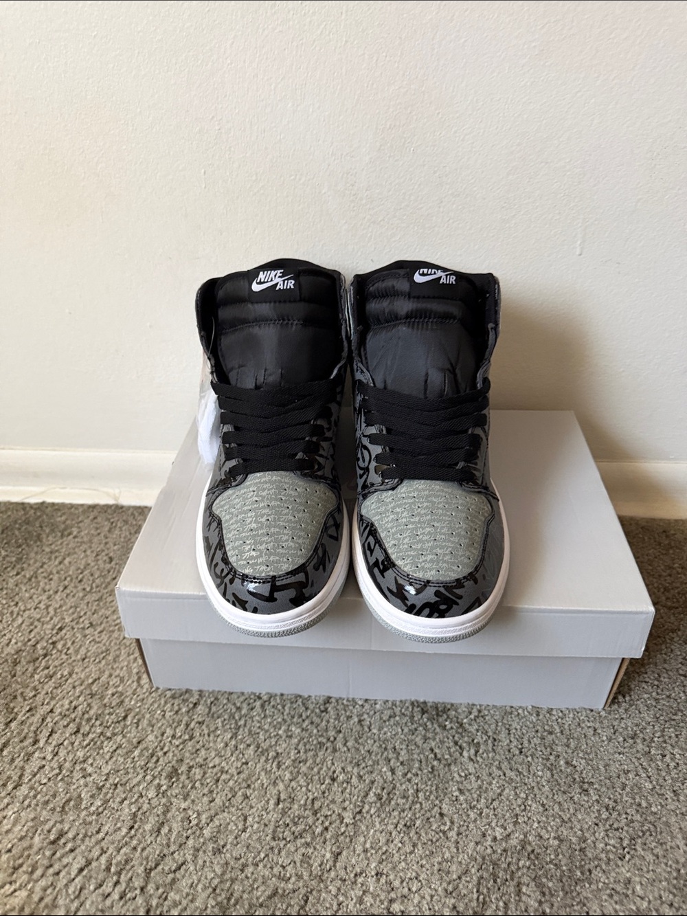 Nike Kids' High-Top Sneakers in Black, Gray & White